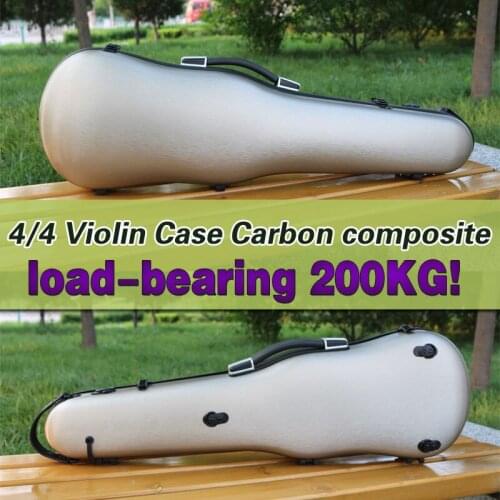 Yinfente 4/4 Violin Case Carbon Fiber Back Strap Hard Case rose gold Strong can put two bows