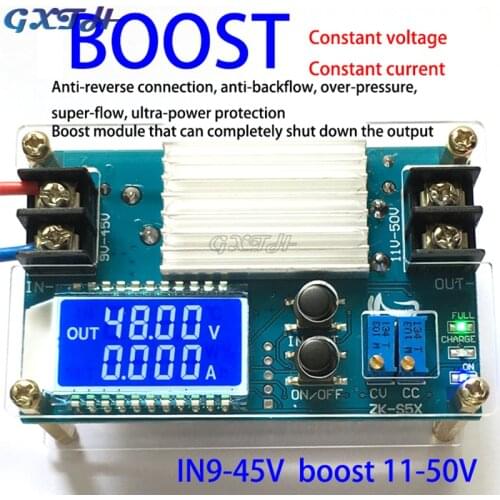 DC-DC DC 9 -45V to 10 -50V 5A Step Up Power Supply Module Adjustable Boost Adapter CV/CC Converter LCD Display with Case