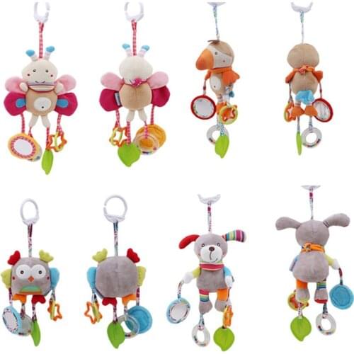 New Born Baby Stroller Toys Bell Bed & Baby Stroller Hanging Toys Educational Baby Rattle Soft Plush Doll Toys Gift With Teether