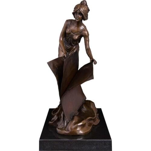 Ivorique DS-398 Western Bronze Statue Female Sculptures Woman with Book Figurines Modern Lady Sculpture Festival Decoration