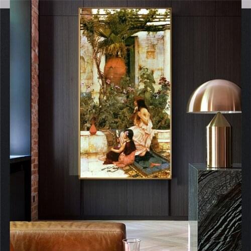 Holover Canvas Oil Painting Wall Art Aesthetic Home Decor William Waterhouse"The Toilet,1889"Romanticism Genre painting Poster