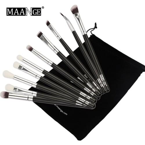 MAANGE Pro 10pcs Eyeshadow Makeup Brushes Set With bag Eyeliner Eye brow Blending Cosmetics Soft Synthetic Hair pincel maquiagem