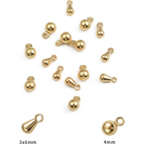 20pcs 18K Gold Plated Copper Tail Chain Water Drop End Beads For DIY Extender Chain Pendant Jewelry Making Findings Accessorie