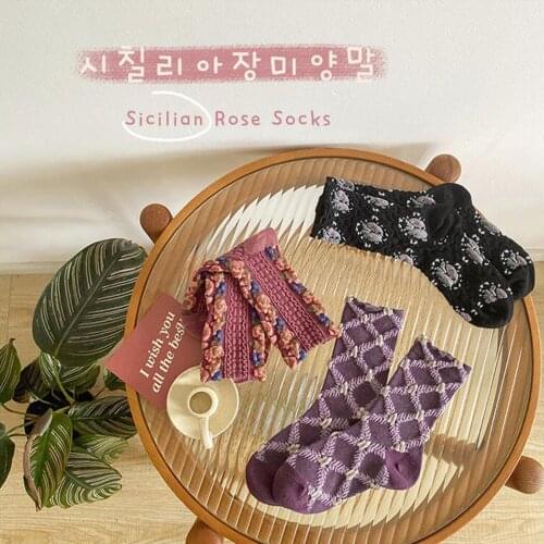 Lovely Floral Embroidery Newborn Baby Girl Knee High Socks Vintage Style Soft Warm Cotton Slip Socks Children Fancy Calcetines