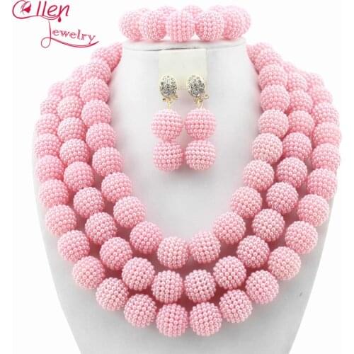 2019 Fashion african jewelry Sets beads necklace set nigerian wedding african beads jewelry set Free shippingW8744