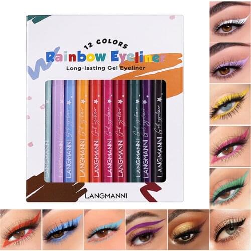 12 Colors Eyeliner Set Waterproof Matte Eyeliner Pencil Set Easy to Remove Makeup for professional makeup
