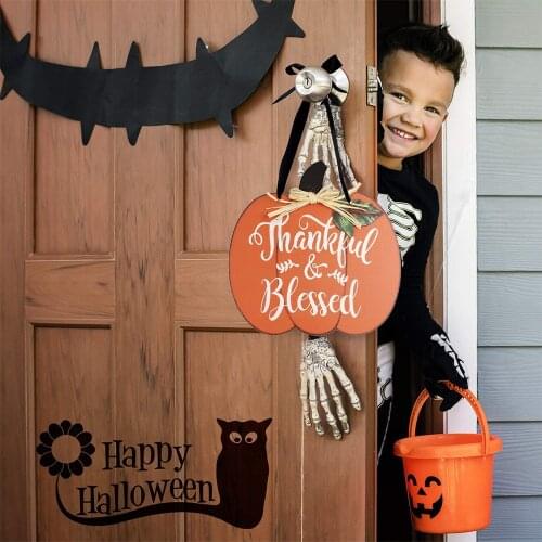 Halloween Door Sign Ghost Hanging Brand Trick or Treat Skull Witch Pumpkin Decorations Wall Signs Haunted House Party Supplies