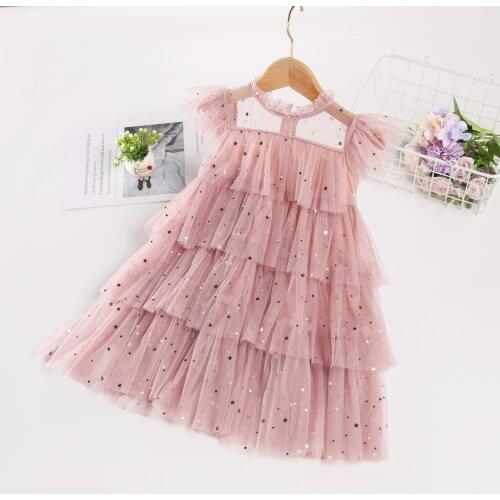 2021 summer new girls sparkle tulle cake tutu princess dresses kids dress wholesale