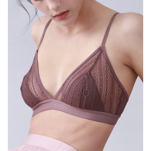 New thin section no steel ring bra French bikini underwear lace silk small bra female, sexy feminine comfortable breathable bra