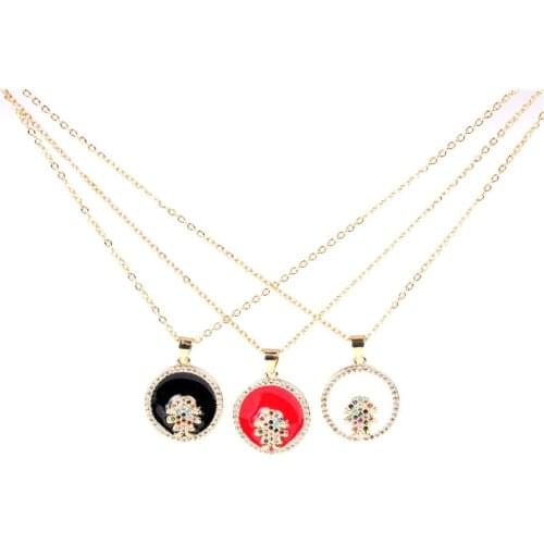 EYIKA Lovely Mini Boy Girl Pendant Stainless Steel Link Chain Necklace Multicolor Enamel Zircon Heart Colar Children Jewelry