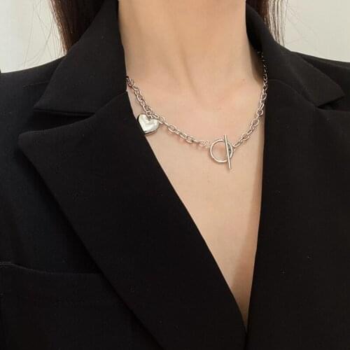 New Fashion Metal Alloy Heart Necklace For Women Girls Silver Color Link Chain Necklace Pendant Female Charm Party Jewelry Gifts