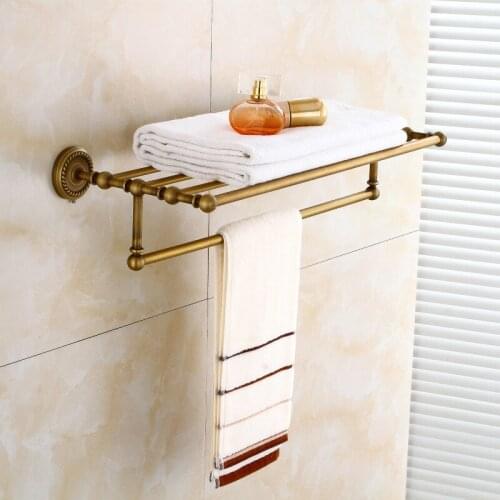 All Antique Copper Bathroom Towel Rack Shelf Bath Towel Rack European-style Luxury Bathroom Pendant FY801-8