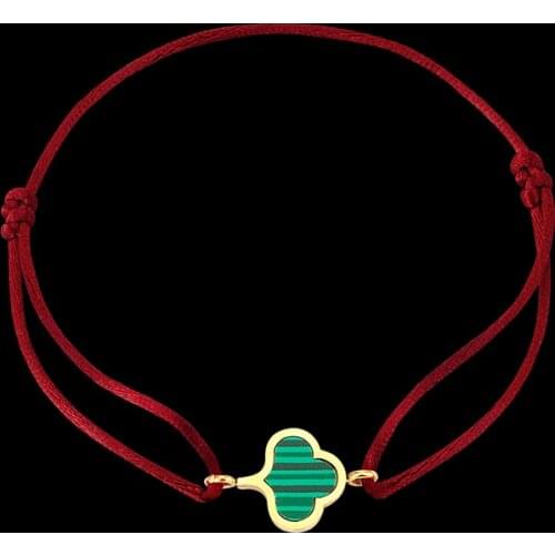 Simple stainless steel cloud shape green stone ladies bracelet hand-woven retractable red rope bracelet jewelry accessories
