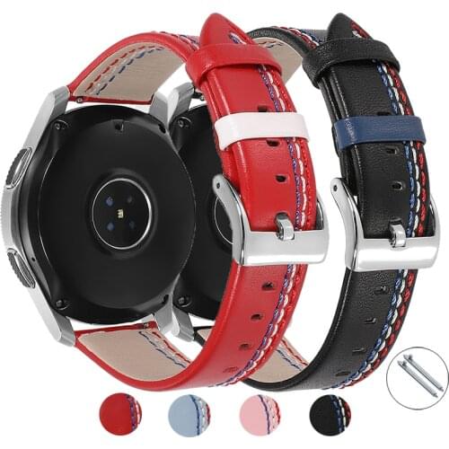 20mm 22mm Genuine Leather Strap Quick Release Stitching Men Women Replacement Band for Samsung Galaxy Active2 Huawei Watch GT 2