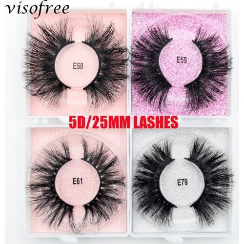Visofree 25MM Eyelashes Makeup 3D Mink Lashes Fluffy Soft Volume Natural long Cross False Eyelashes Eye Lashes Reusable Eyelash