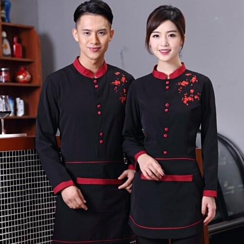 Restaurant Food Service Waiter Uniform Long Sleeve Hotel Working Overalls Women Men Work Wear Uniform for Restaurant Uniform
