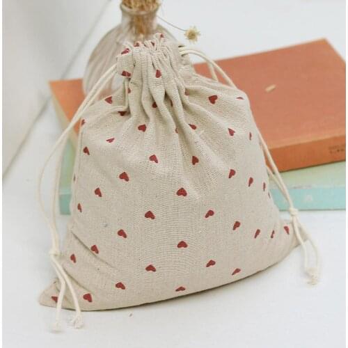 Heart Linen Gift Packaging Pouch 8x10cm 9x12cm 10x15cm 13x17cm Pack of 50 Party Candy Favor Jute Drawstring Bag