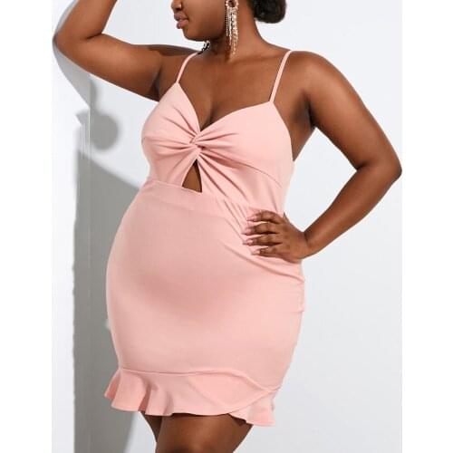 Sexy Spaghetti Strap Dresses for Womens V Neck Bodycon Backless Ruffles Elegant Evening Night Club Wear Dress Vestidos Mujer Hot