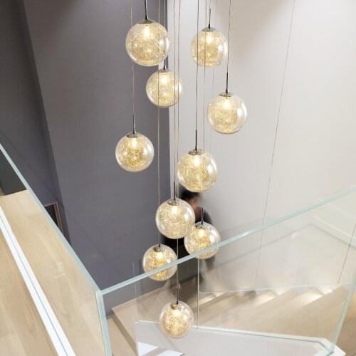 Modern Minimalist Staircase Pendant Lights Home Duplex Building Large Fixture Chandelier Villa Stair Long Chandeliers