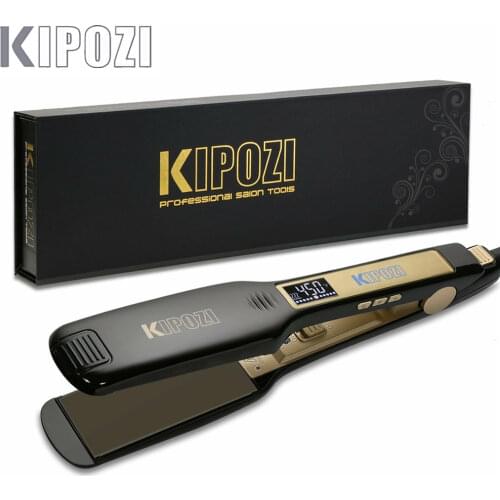 KIPOZI Professional Titanium Flat Iron Hair Straightener with Digital LCD Display Dual Voltage Instant Heating Curling Iron
