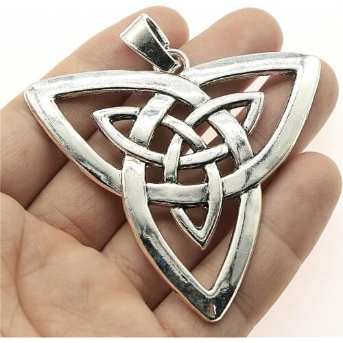 WYSIWYG 1pcs 65x68mm Big Double Triquetra Amulet Charm Jewelry Making Triquetra Charms Charm Triquetra Symbol