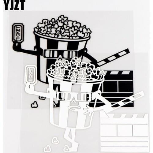 YJZT 15.2×11.6CM Cinema Ticket Vinyl Decal Popcorn Filming Funny Car Stickers Decoration Black / Silver 10A-0707