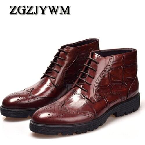 ZGZJYWM New Fashion British Style Quality Genuine Leather Lace-up Martin Mans England Vantage Motorcycle High-top Boots