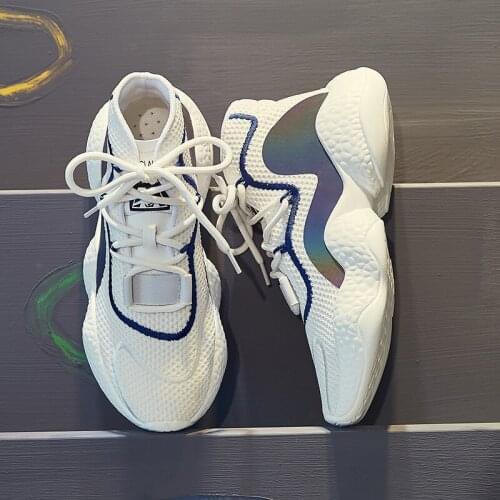 Womens Chunky Sneakers 2019 Autumn Winter Fashion Basket Women Platform Shoes Mesh Female Trainers High Top Dad Shoes X2-87