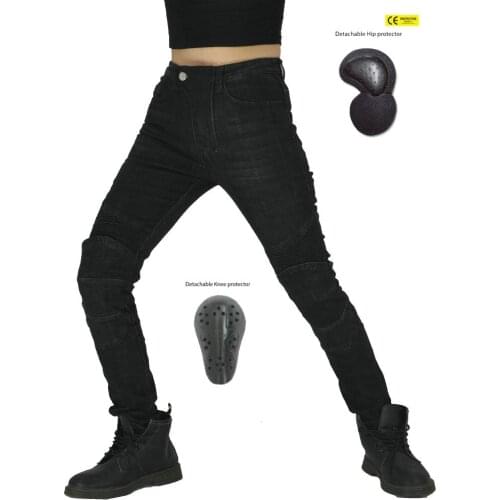 Womens Motorcycle Leisure Motorcycle Jeans Micro-Elastic Feet Pants Moto Rider Uniform Pants Protective Pants