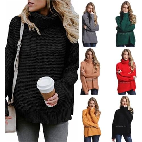 Woman Sweaters Fall Winter 2021 Knitted Jumper Tops Turtleneck Pullovers Casual Sweaters Shirt Long Sleeve Loose Womens Sweater