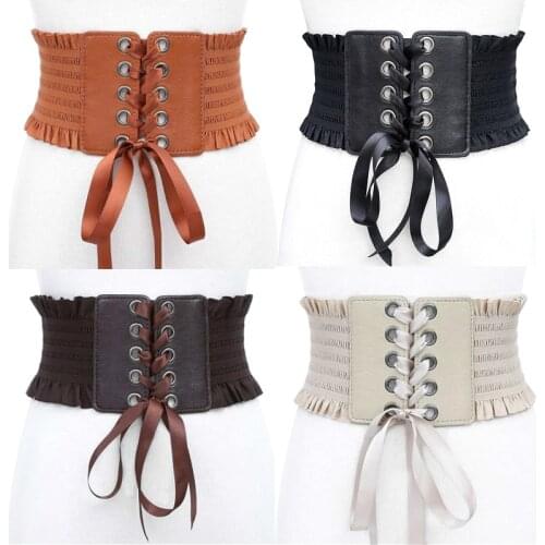 2019 Fashion Women Ladies Stretch Belt Tassels Elastic Buckle Wide Dress Corset Waistband