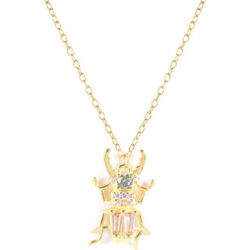 CANNER 925 Sterling Silver Beetle Pendant Suit Necklace For Women Neck Pendants Pendientes Gold Rings Jewelry Accessories aretes