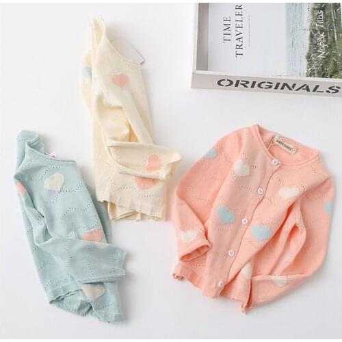 Baby Girl Winter Clothes 2019 Autumn New Toddler Girl Cardigan Coats Kids Hollow Love Print Knitted Sweater for Girls Sweaters