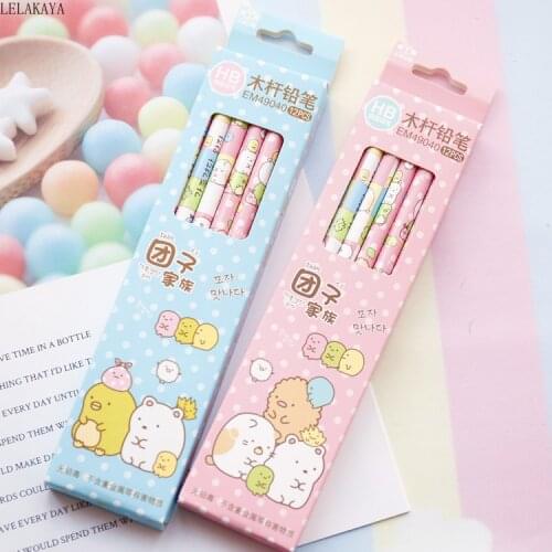 12pcs/set Sumikko Gurashi Corner Bio Cartoon Unicorn Pencil Action Figure HB Wood Drawing Stationery Students Office Supplies