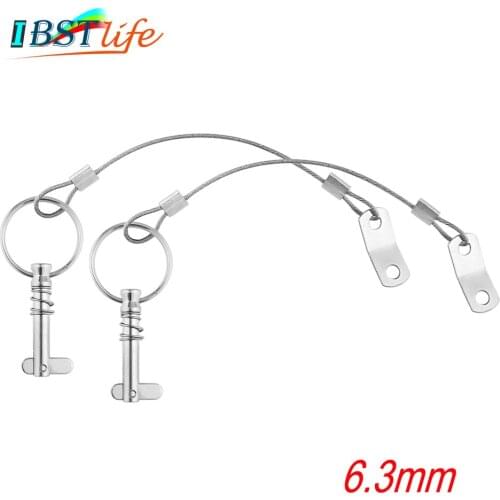 2PCS 6.3mm 1/4 inch Quick Release Pin with Lanyard for Boat Bimini Top Deck Hinge Marine hardware Stainless Steel 316