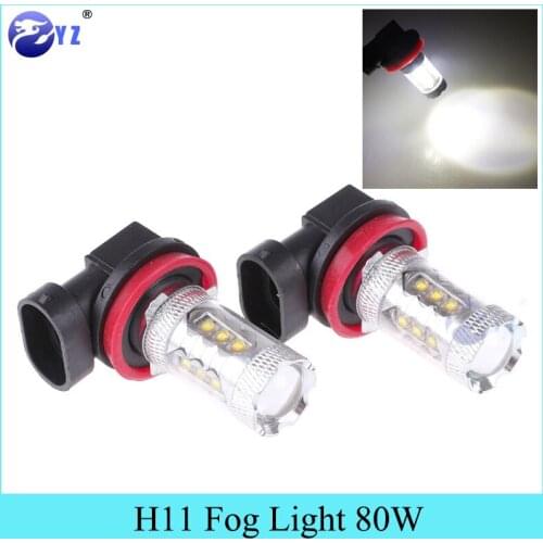 2 Pcs H11 fog light 80W Cree Chips LED Fog Lamp headlight Bulb lights 12V 6000K xeno White car styling foglight Universal