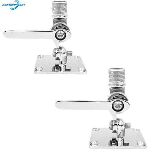 2PCS Stainless Steel Marine VHF Antenna Mount Dual Axis Heavy Duty Ratchet Mount Adjustable Base for Boats Rowing Accessories