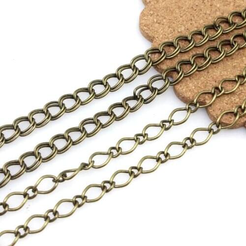 5 Meters/pack Antique Bronze Color Bulk Chains Wide 7*8mm Double Ring for Women Jewelry Making Findings Components