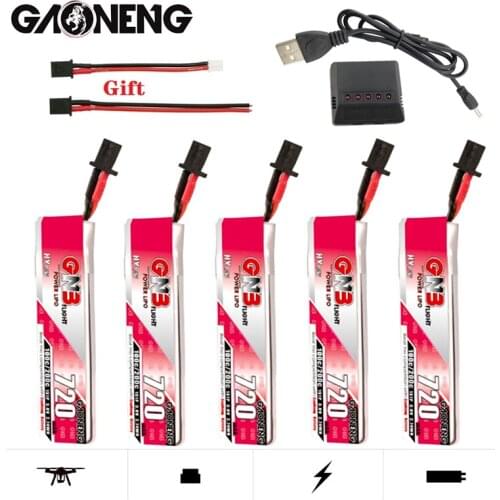GAONENG GNB Max 200C 1S HV Lipo Battery 3.8V 720mah With Charger GNB27 Plug for Quadcopter FPV Drone Tinywhoop Frame RC Drone