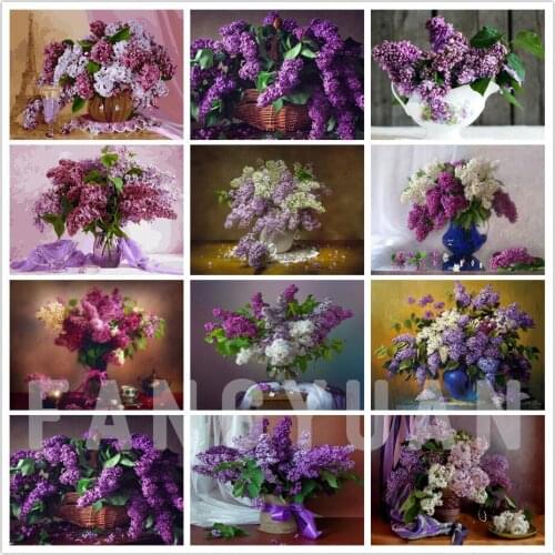 Diy Diamond Painting Cross Stitch Purple Flower Home Decoration Rhinestone Embroidery Mosaic Floral Diamond Art Wall Pictures