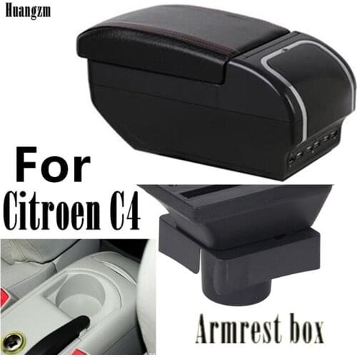Center Centre Console Storage Box For Citroen C4 Hatchback 2004-2010 Armrest Arm Rest Rotatable 2005 2006 2007 2008 2009