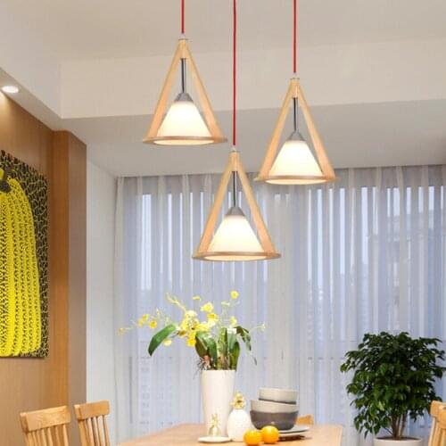 Chinese Style Rural Wooden Led Pendant Lights Sitting Room American Restaurant Drop light Dining Room Glass Hanging Warm Lamps