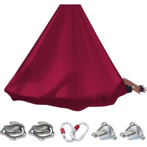 Aerial Yoga Hammock Set 7 meters Color Gradient Color Low Elastic Sling Stretch Strap Yoga Studio with a full set of accessories