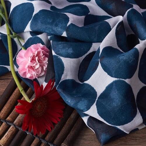 Summer thin section sewing fabric Tencel wave point printing fabrics one-piece dress clothes tissu