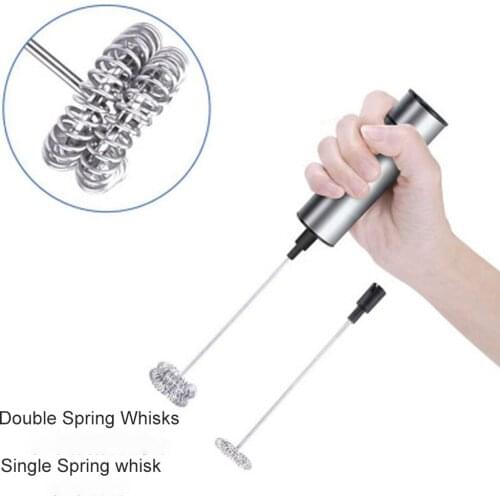 Best Electric Stainless Steel Handheld Coffee Milk Frother Wand Matcha Whisk Milk Foamer Cappuccino and Latte Maker w/ 2 Whisks