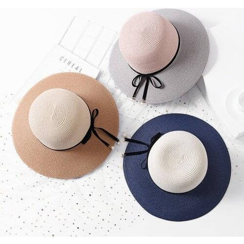 Mingjiebihuo Korean New arrival fashion color straw hat female summer travel sun shade women sun hat seaside resort beach hat
