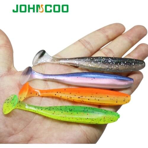 JOHNCOO Easy Shiner Soft Bait Shad Silicone Lure T-Tail Fishing Lure 65mm/1.85g 90mm/4.6g Swimbait Artificial Wobblers Pike Lure