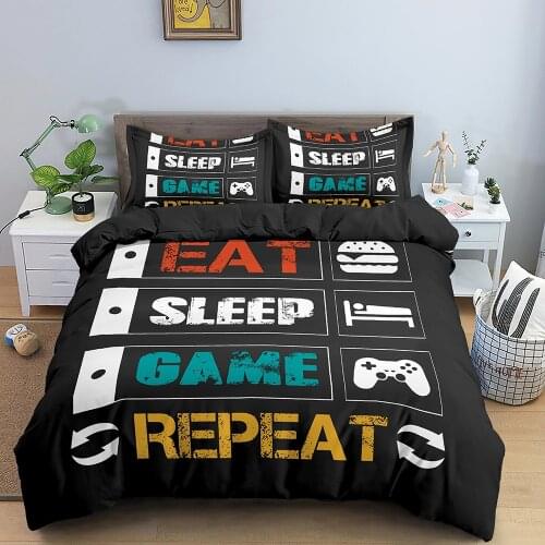 Duvet Cover Set Boys Kids Game Bedding 2/3 Pcs Bed Set Gamepad Pattern Quilt Cover Comforter Cover Gamer Bedding Set
