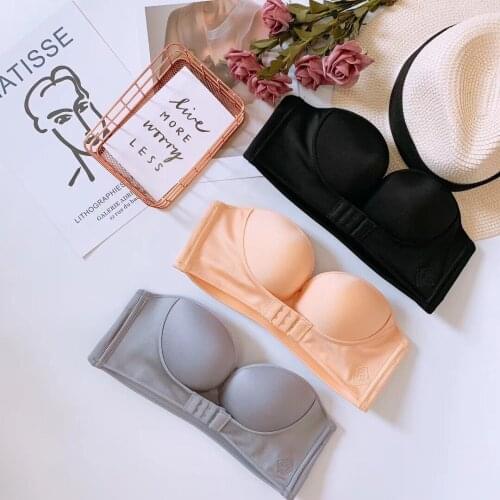 New Lingerie Girl Gathering Adjustable Breathable Womens Underwear Shoulderless Front Buckle Invisible Bra