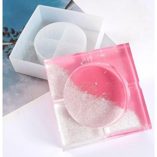 New Large Size DIY Molds Crystal Epoxy Pendulum Table Mold Round Square Ashtray Silicone Mould for Wholesale
